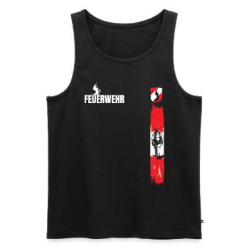 Feuerwehrdesign mit österreichischer Flagge - Männer Premium Bio Tank Top - Schwarz - Vorne - Michal (187cm)