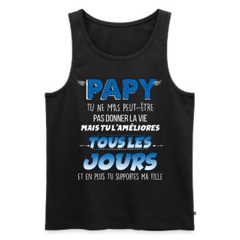 Papy Merci D'être Là Cadeau Tendre Grand-Père - Débardeur bio Premium Homme - noir - Devant - AI Model Male 178 light (178cm)