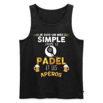 Padel les aperos Humour Cadeau Homme - Débardeur bio Premium Homme - noir - Devant - Michal (187cm)