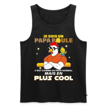 Papa Poule Et Son Poussin Cadeau Père Cool - Débardeur bio Premium Homme - noir - Devant - Michal (187cm)