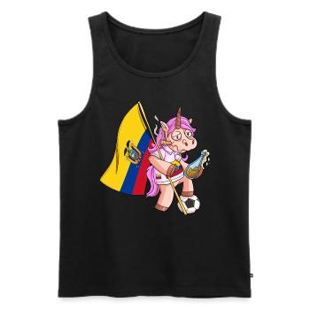 Ecuador Party Einhorn - Männer Premium Bio Tank Top - Schwarz - Vorne - AI Model Male 178 light (178cm)
