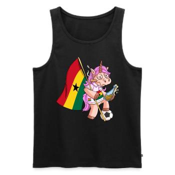 Ghana Party Einhorn - Männer Premium Bio Tank Top - Schwarz - Vorne - AI Model Male 178 light (178cm)