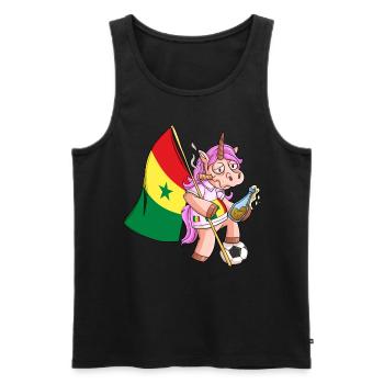 Licorne du Parti Sénégal - Débardeur bio Premium Homme - noir - Devant - AI Model Male 178 light (178cm)