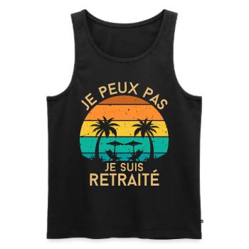 je peux pas je suis retraité.cadeau retraité - Débardeur bio Premium Homme - noir - Devant - Michal (187cm)