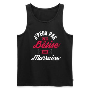 j peux pas j ai Bêtise avec Marraine - Débardeur bio Premium Homme - noir - Devant - Michal (187cm)