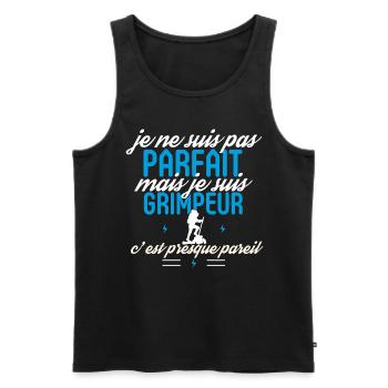 Pas parfait mais je suis Grimpeur - Débardeur bio Premium Homme - noir - Devant - Michal (187cm)