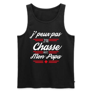 J Peux Pas J Ai Chasse avec Mon Papa rouge - Débardeur bio Premium Homme - noir - Devant - Michal (187cm)