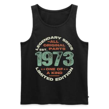 Legendary since 1973 - 50 years - Men's Premium Organic Tank Top - black - Front - AI Model Male 178 light (178cm)