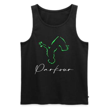 Parkour - Männer Premium Bio Tank Top - Schwarz - Vorne - AI Model Male 178 light (178cm)