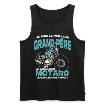 Le meilleur grand-père et le meilleur motard - Débardeur bio Premium Homme - noir - Devant - Michal (187cm)