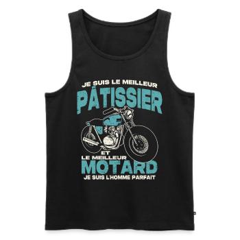 Le meilleur pâtissier et le meilleur motard - Débardeur bio Premium Homme - noir - Devant - Michal (187cm)