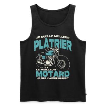 Le meilleur plâtrier et le meilleur motard - Débardeur bio Premium Homme - noir - Devant - Michal (187cm)