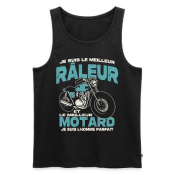 Le meilleur râleur et le meilleur motard - Débardeur bio Premium Homme - noir - Devant - AI Model Male 178 light (178cm)