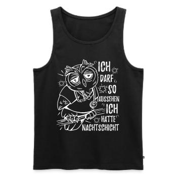 Eule Ich darf so aussehen Ich hatte Nachtschicht - Männer Premium Bio Tank Top - Schwarz - Vorne - AI Model Male 178 light (178cm)