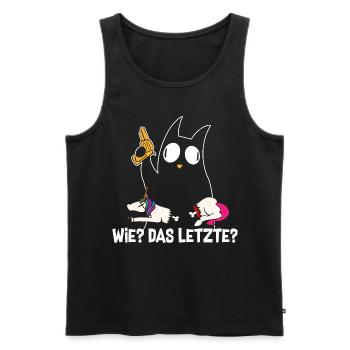 Comment le dernier chat mange les chats licornes - Débardeur bio Premium Homme - noir - Devant - Michal (187cm)