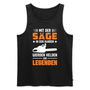 Motorsäge Waldarbeiter Wald - Männer Premium Bio Tank Top - Schwarz - Vorne - Michal (187cm)