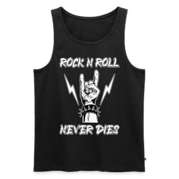 Rock N Roll Never Dies Music Hard Rock Heavy Metal - Men's Premium Organic Tank Top - black - Front - Michal (187cm)