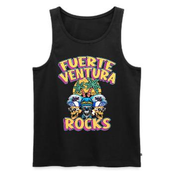 Fuerteventura Sommer Sonne Strand Palmen Totenkopf - Männer Premium Bio Tank Top - Schwarz - Vorne - AI Model Male 178 light (178cm)