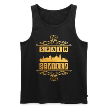 Séville Espagne Ville Skyline Ornement Or Amour - Débardeur bio Premium Homme - noir - Devant - AI Model Male 178 light (178cm)