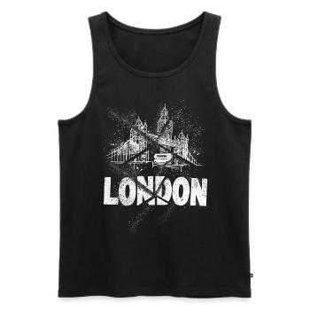 London England UK Stadt Skyline Grunge Splash - Männer Premium Bio Tank Top - Schwarz - Vorne - Michal (187cm)