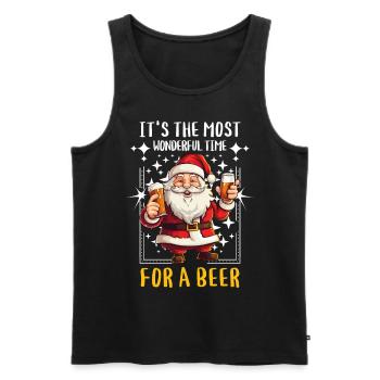 Weihnachtsmann Bier Saufen Alkohol Weihnachten - Männer Premium Bio Tank Top - Schwarz - Vorne - Michal (187cm)