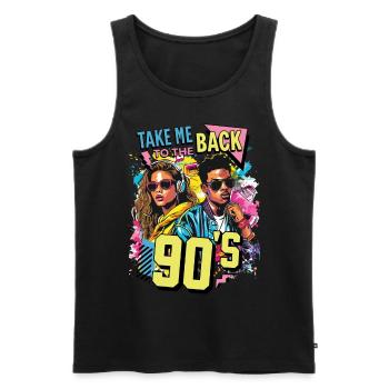 90s 90er Jahre Bunt Musik Party Karneval Kostüm - Männer Premium Bio Tank Top - Schwarz - Vorne - Michal (187cm)