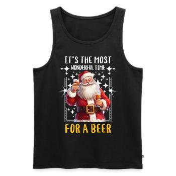 Christmas Beer Drinking Alcohol Santa Claus - Men's Premium Organic Tank Top - black - Front - AI Model Male 178 light (178cm)
