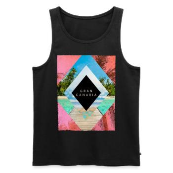 Gran Canaria Palm Trees Summer Sun Beach Sea - Men's Premium Organic Tank Top - black - Front - Michal (187cm)