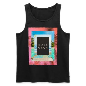 Majorque Été Soleil Plage Mer Palmiers Fête - Débardeur bio Premium Homme - noir - Devant - AI Model Male 178 light (178cm)