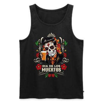 Dia De Los Muertos Bier Totenkopf Totenschädel - Männer Premium Bio Tank Top - Schwarz - Vorne - Michal (187cm)