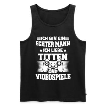 Gaming Mann Titten Gamer - Männer Premium Bio Tank Top - Schwarz - Vorne - AI Model Male 178 light (178cm)