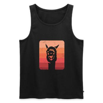 Llama gift idea sunglasses alpaca vintage - Men's Premium Organic Tank Top - black - Front - Michal (187cm)