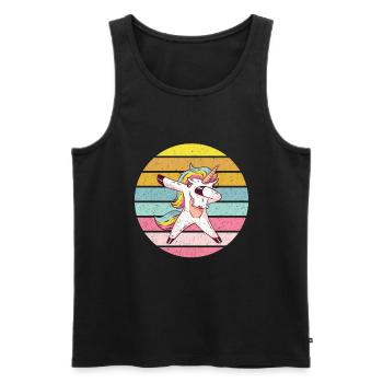Dabbing unicorn - Men's Premium Organic Tank Top - black - Front - Michal (187cm)