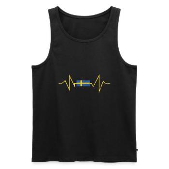 Suède drapeau suédois battement de coeur suédois - Débardeur bio Premium Homme - noir - Devant - AI Model Male 178 light (178cm)