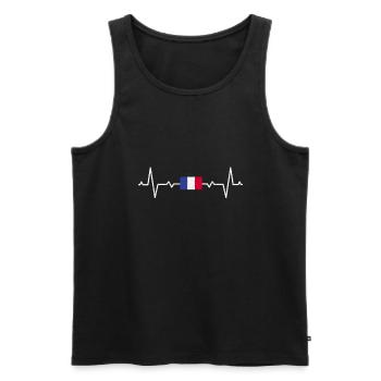 Frankreich Herzschlag Französisch Franzose - Männer Premium Bio Tank Top - Schwarz - Vorne - Michal (187cm)