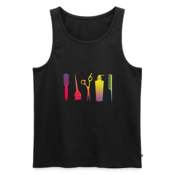 Friseur Friseurin Friseure Friseursalon Geschenk - Männer Premium Bio Tank Top - Schwarz - Vorne - Michal (187cm)