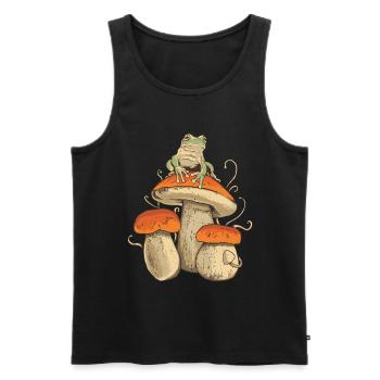 Mushroom Mushroom Picker Mushrooms Frog Mushroom Seeker Nature - Men's Premium Organic Tank Top - black - Front - AI Model Male 178 light (178cm)