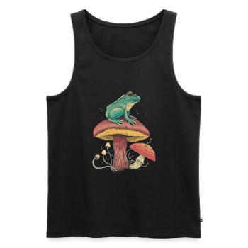Cueillette de champignons Champignons Grenouille Chercheur de champignons Nature - Débardeur bio Premium Homme - noir - Devant - Michal (187cm)
