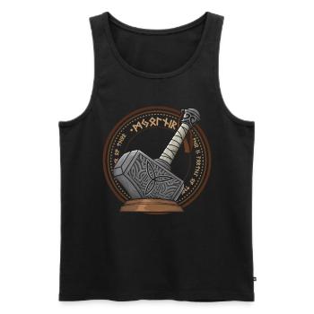 Mjolnir Thors Hammer Wikinger Walhalla Vikinger - Männer Premium Bio Tank Top - Schwarz - Vorne - AI Model Male 178 light (178cm)