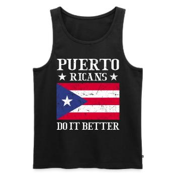 Puerto Rico Flagge | Puerto Ricaner Geschenkideen - Männer Premium Bio Tank Top - Schwarz - Vorne - Michal (187cm)