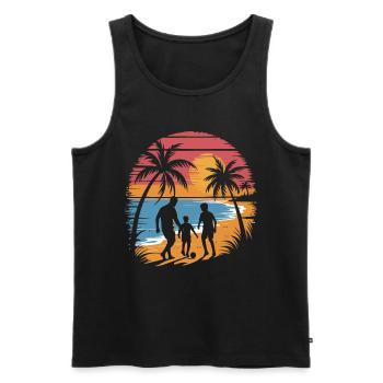 Father and 2 sons football holiday beach vintage - Men's Premium Organic Tank Top - black - Front - Michal (187cm)