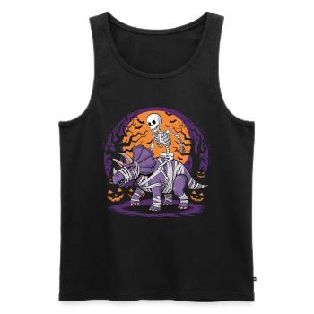 Skelett reitet einen Dinosaurier an Halloween - Männer Premium Bio Tank Top - Schwarz - Vorne - AI Model Male 178 light (178cm)