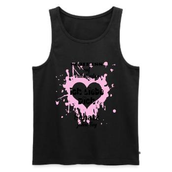 Spruch Scheiss Valentinstag Ich liebe dich Schatz - Männer Premium Bio Tank Top - Schwarz - Vorne - Michal (187cm)