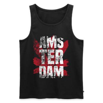 Amsterdam Holland Netherlands Marijuana Gift - Men's Premium Organic Tank Top - black - Front - Michal (187cm)