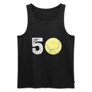 50th fiftieth birthday tennis gift - Men's Premium Organic Tank Top - black - Front - AI Model Male 178 light (178cm)