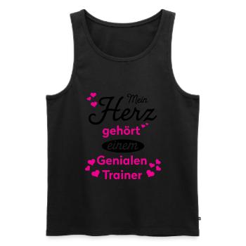Coeur pour entraîneur shirt · Amoureux · Cadeau - Débardeur bio Premium Homme - noir - Devant - AI Model Male 178 light (178cm)