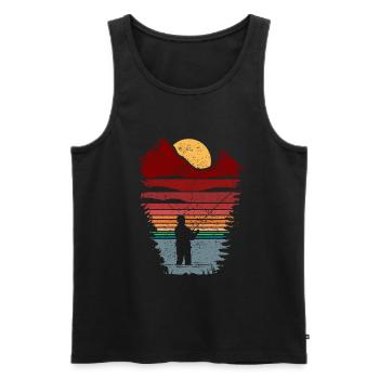 Fly fishing heart rate - Men's Premium Organic Tank Top - black - Front - AI Model Male 178 light (178cm)