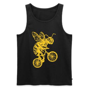 Bee Cycling T shirts - Men's Premium Organic Tank Top - black - Front - AI Model Male 178 light (178cm)
