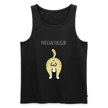 Lustige Katze Kitty Witzige Mietze pauschal dagege - Männer Premium Bio Tank Top - Schwarz - Vorne - AI Model Male 178 light (178cm)