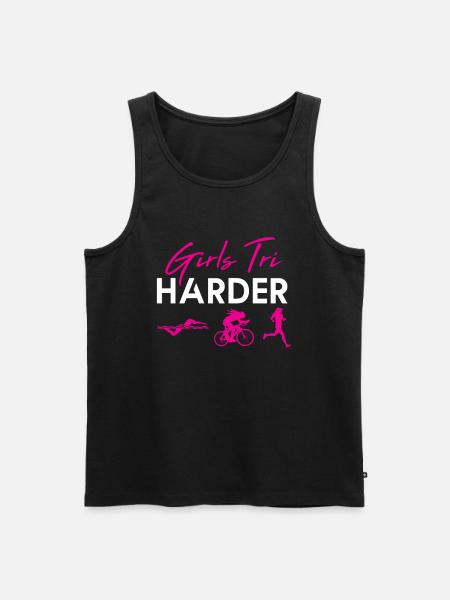 Grils Tri Harder Triathlon - Men's Premium Organic Tank Top - black